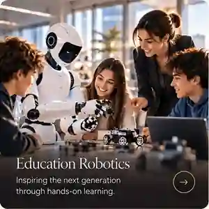 Students interacting with a humanoid robot in an education setting